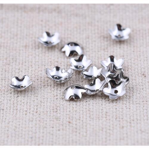 Reidgaller 50pcs stainless steel flower bead caps for jewelry making fit for 6mm 8mm 10mm dia