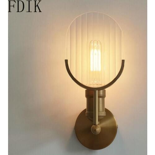 American Retro Lamp Wall Decorations Living Room Bedside Industrial Aisle Staircase Lights Bronze Wall Sconce Loft Lighting E27