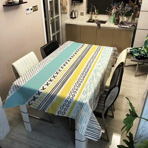 Plaid Striped Decorative Linen Tablecloth In Rectangular Waterproof Thick Wedding Dining Table Cover Tea Mariage Table Cloth