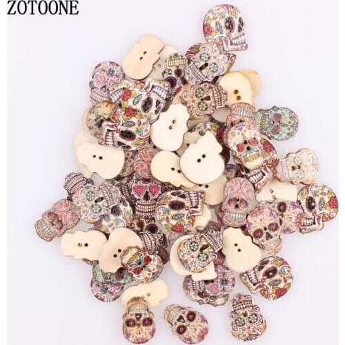 ZOTOONE 100pcs/lot DIY Mix Shapes Fahion Wood Skull Random Button Sewing Craft 2 Holes Wooden Buttons Clothes Scrapbooking Decor