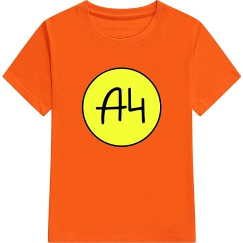 Childrens Merch A4 T Shirts Spring Summer Family Clothing Boys Big Yellow Logo Print Fashion T-shirt Girls Casual Tee Tops