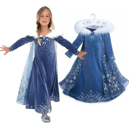 Kids Girls Dresses Frozen Elsa And Anna Cosplay Costume Christmas Beauty and beast Dress Tex special classical