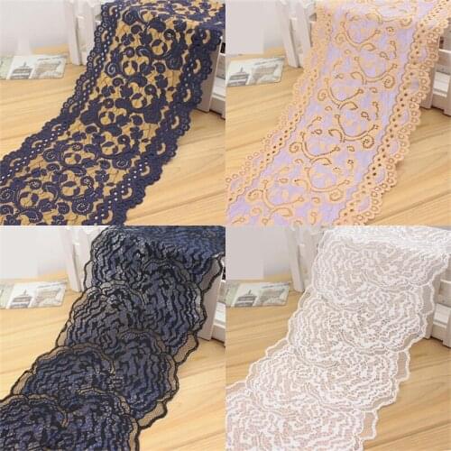 Two-Color Thick Elastic Lace Trim Diy Skrit Dress Edge Material Curtain Lace Fabric Accessories 17cm Wide V2764