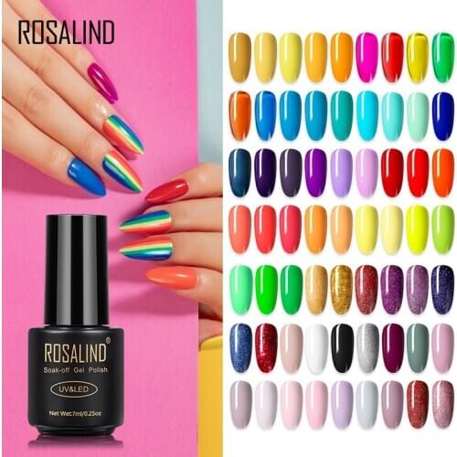 ROSALIND Gel Varnishes Nail Polish Rainbow Nails Art Semi Permanent All For Manicure Nail Gel Hybrid Vernis 7ml pure lacquer