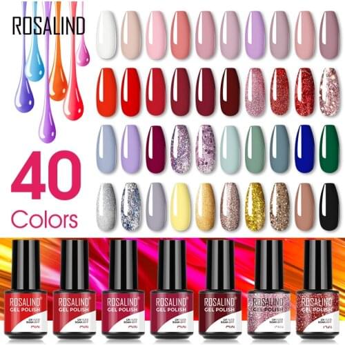 ROSALIND Nail Art Design Varnish Gel Multicolor Optional Enamel Semi Permanent Nails Need Lamp And Base Top Coat Primer 7ML