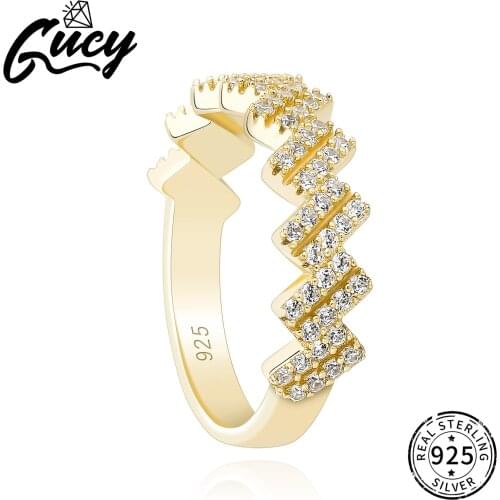 GUCY 925 Sterling Silver Ring Cubic Zirconal Party Ring For Women Wedding Rings Original Fine Jewelry