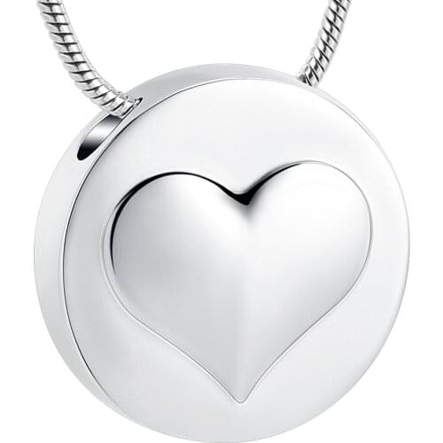 IJD10062 Heart Cremation jewelry Slider Round Stainless Steel Memorial Urn Pendant Ashes Necklace For Women Free Engraving