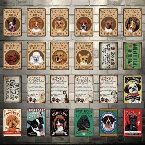 [ Kelly66 ] Life Is Better With A Boxer Yorkie Poodle Metal Sign Tin Poster Home Decor Bar Wall Art Painting 20*30 CM Size Dy71