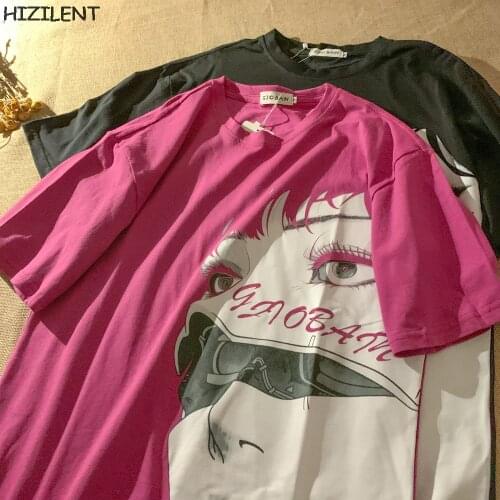 Summer t-shirt Streetwear clothes Women clothing punk top shirt Japanese anime Handsome Girly print T-shirt casual diary apparel