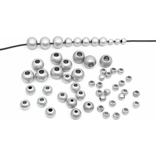 20pcs 4/5/6/8/10mm Stainless Steel Frosted Through-hole Beads Spacer Beads For DIY Bracelet Jewelry Making Accessories Wholesale