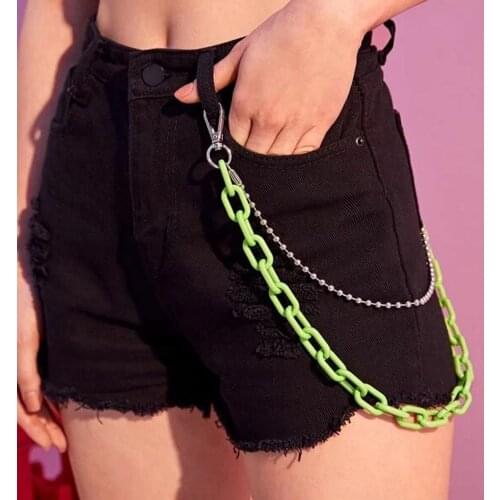 Trendy Acrylic Trousers Chain 2 Layers 6 Multi-Color Keychain Functional Pants Chain Light Weight Chain Unisex Accessories 2020