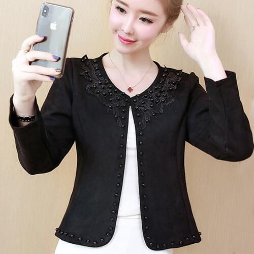 Fashion Plus Size 3XL 4XL Black Women Jacket 2021 O Collar Coat Women Short Jacket Long Sleeve Womens Jackets And Coats A956