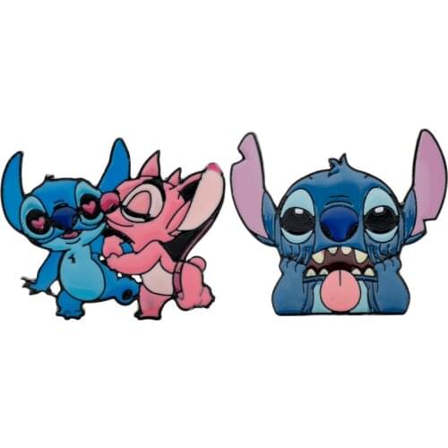 Disney Stitch Kiss Fashion Anime Action Figures Cartoon Products Accessories Brooch Unisex Birthday Gifts