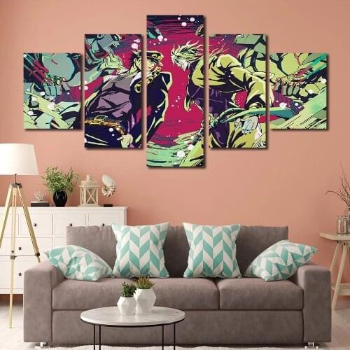 5 Pcs Jotaro Vs Dio Modular Picture Anime Characters Canvas Painting Home Decor Linving Room Wall Art HD Prints No Frame Posters