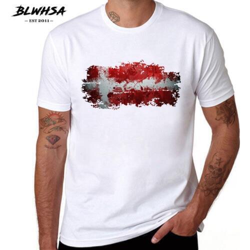 BLWHSA Denmark Flag Printing T shirt Men Casual Short Sleeve Round Neck Brand Design T-shirts Funny Danish Flag Men Tops Tees