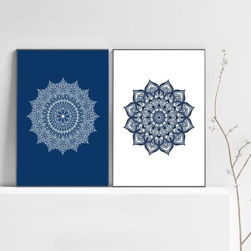 Mandala Wall Art Prints Yoga Zen Meditation Decor Bohemian Canvas Painting Poster Picture for Living Room Home Interior Decor