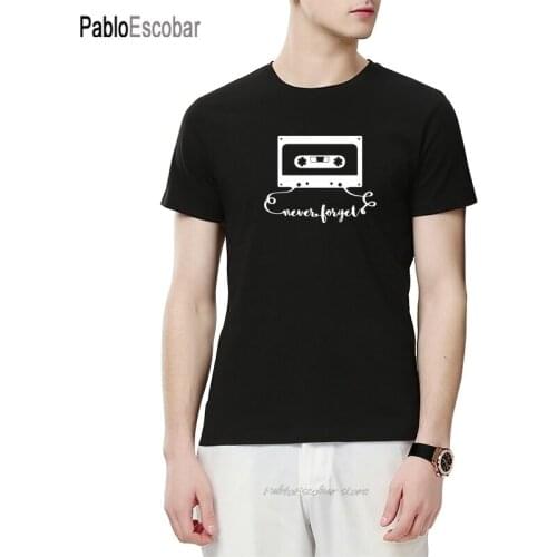 Never Forget Audio Video Cassette Floppy Disc T-shirts Men Funny Retro Printed T Shirt Cotton Brand Clothing Camisetas