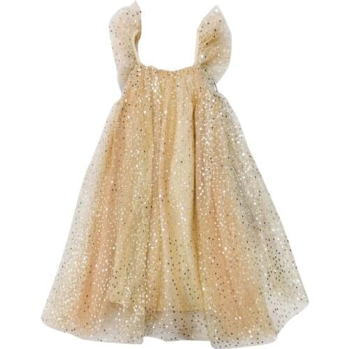 2021 New Summer Girl Sequin Dress Fly Sleeve Gauze Vestidos Children Birthday Party Princess Dresses 1-6 Years Old