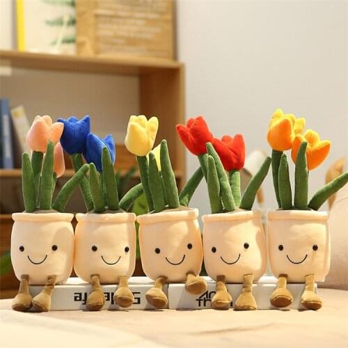 New Creative Flower Plush Toy Simulation Tulip Plants Plush Room Decor Stuffed Toys Kawaii Decoration Ornaments
