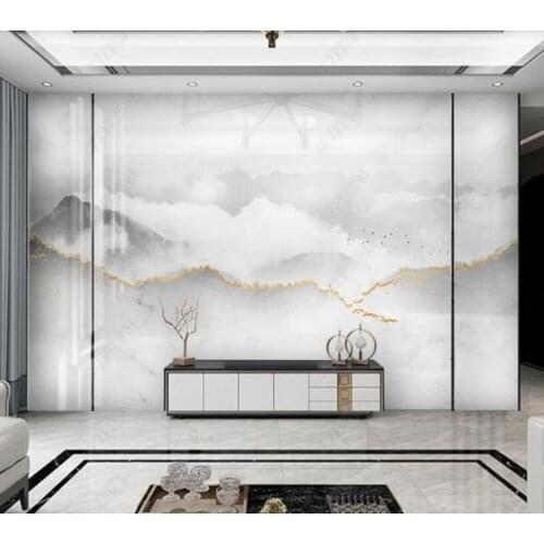 Papel de parede New Chinese style modern minimalist marble ink landscape 3d wallpaper,bedroom KTV bar mural wall decor