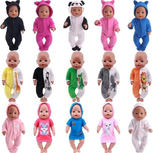Doll Clothes Unicorns Cute Rabbit Pajamas Panda Nightgowns Fit 18 Inch American&43 Cm Baby Doll Generation Christmas Girl`S Toy