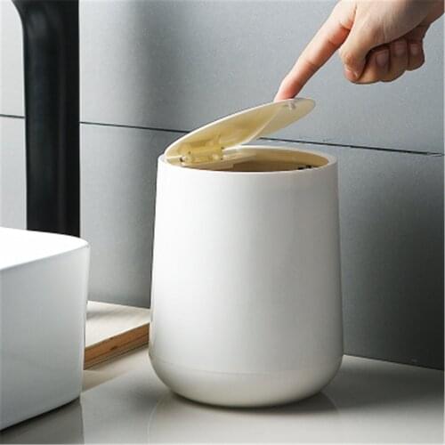 Office Mini Trash Can with Lid Multi Round Pressing Type Waste Bin for Home Portable Car Garbage Bucket Small Rubbish Organizer