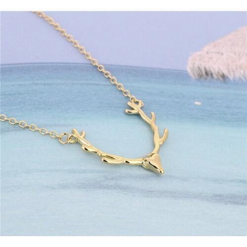 10pcs-New Cute Antlers Pendant Necklace Jewelry Wholesale Fashion Popular Christmas Auspicious Deers Head Pendant Birthday Gift