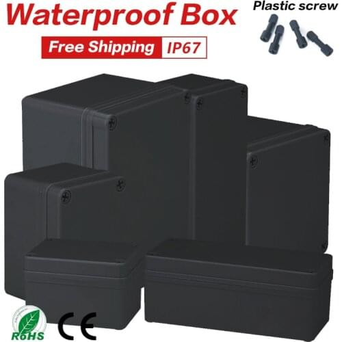 New Plastic Screw Black Box Outdoor Waterproof Case Plastic Box Electronic Project Case Instrument Waterproof Junction Housing