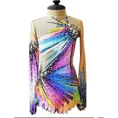 Ice Skating Dress Girls Pink Rhythmic gymnastics leotard Children Teens competition dress ballroom costumes for women