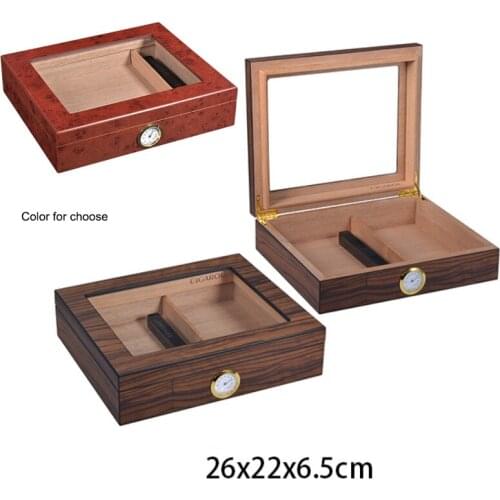 Portable Travel Humidor Wooden Cigar Box with Humidifier Hygrometer Humidor Cigar Case Moisture Meter Moisturizing Device