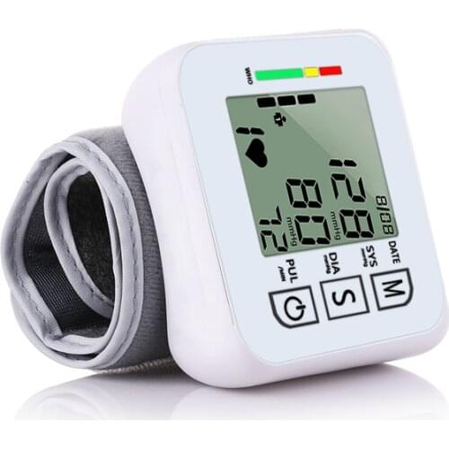 Wrist portable home monitoring sphygmomanometer with retractable battery blood pressure and heart rate detector