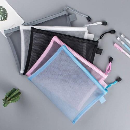 Simplicity Transparent Document Storage Bags Office Business File Zipper Pouchs Student Stationery Organize Handbags Accessory