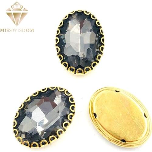 6X10/10X14/10X14/13x18mm Gray strass glass crystal sew on rhinestones oval gold bottom lacy shape claws Diy clothing accessories