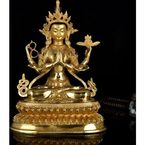 TOP GOOD LARGE BUDDHA # HOME TALISMAN PROTECTION # TIBETAN BUDDHISM THE BUDDHA FOUR-ARMED AVALOKITESVARA BIDHISATTVA 49 CM