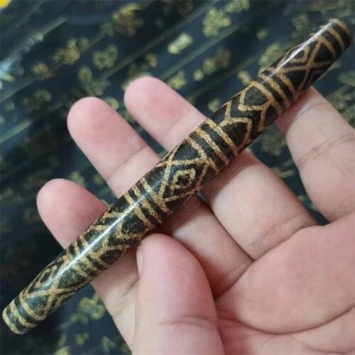 High Quality thousand-year-old antique Bontic wood fossil DZI strong energy Surrounding Himalayas totem super long about 120mm