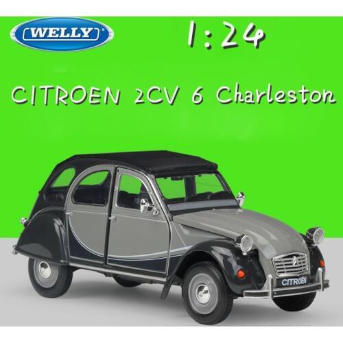 WELLY 1:24 Scale Metal Classic Model Car CITROEN 2CV 6 Charleston Diecast Toy Car Alloy Cars Toys For Children Gifts Collection
