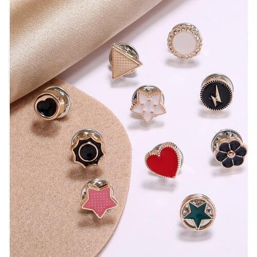 10PCS Pearl Button Brooch Women Fashion Small Metal Pins Buckle Detachable Adjustable Clothing Crafts DIY Clothes Decoration