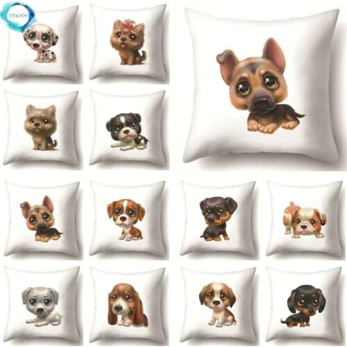 Animal Dog Puppy Print Polyester Pillow Cover Cushion Cover Decorative Sofa Throw Pillowcase Fundas De Cojin 45X45CM Home Decor