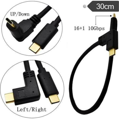 1pcs USB Type C Cable 90° to 3.1 C Male to Male Adapter Fast Charge Charging 3A 0.3m/0.6m/1m/1.8m