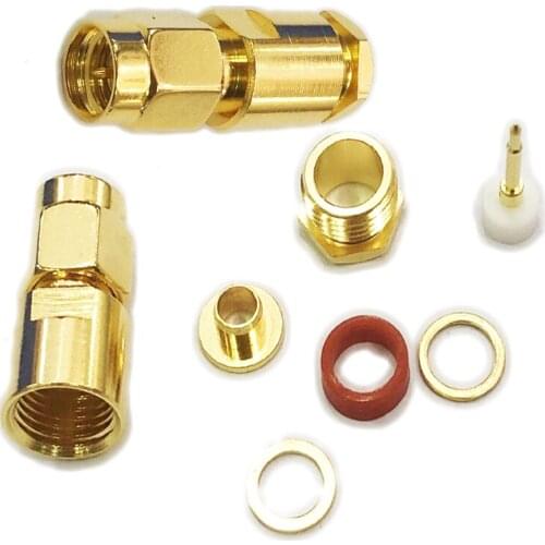 10pcs SMA Male Plug Clamp RF Coax Coaxial RG58 LMR195 Connector Adapter