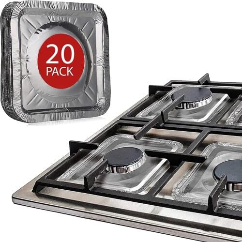 20/10pcs Gas Stove Burner Covers Aluminum Foil Square Kitchen Oil Proof Gas Range Protector Bib Liners Drip Pans For Cooking