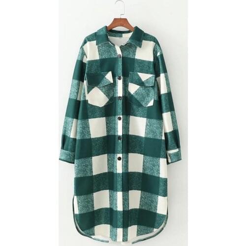 2021 New Women Oversized Coat Long Checked Casual Fashion Chic Women Jackets Long windbreaker Outfits