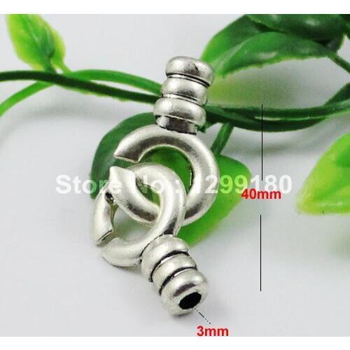 30sets/lot Antique Silver Fold Over Lobster Clasp For Necklace Bracelet Chain DIY Jewelry Accessory 40mm Hole:3mm (K01278)