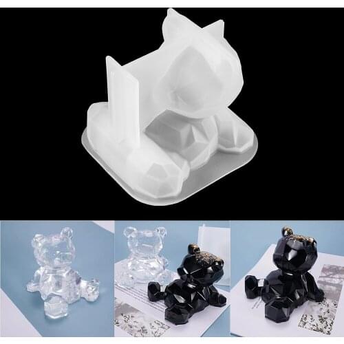 3D Geometric Bear Silicone Mold Cartoon Three-dimensional Bear Epoxy Resin Molds For DIY Handmade Resin Decoration Crafts Tools