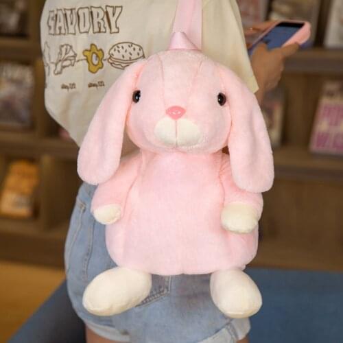 40cm Cute Pink Blue Drop Ear Rabbit Plush Stuffed Toy Backpack Childrens Girl Pillow Birthday Gift