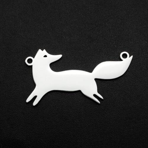 5pcs/lot 100% Stainless Steel 16x30 Fox DIY Charm Connector Wholesale Top Quality OEM Order Accepted Earring Finding Necklace