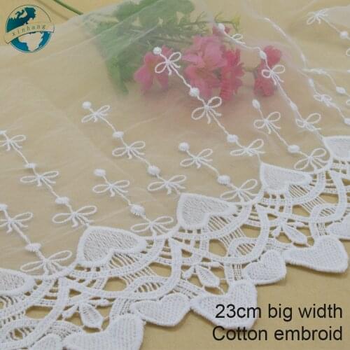 5yards 23cm white lace cotton embroidery lace french lace ribbon fabric guipure diy trims warp knitting sewing Accessories#3757