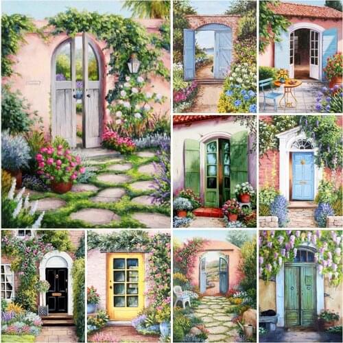 5D DIY Diamond Painting Scenery Door Mosaic Sale Diamond Embroidery Garden Landscape Rhinestone Picture Home Decoration Gift