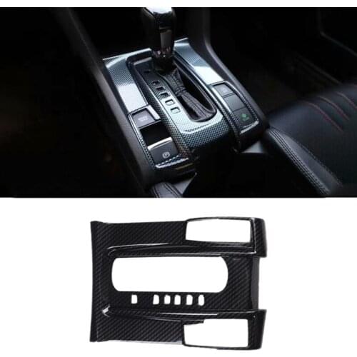 Car Gear Shift Box Panel Decoration Covers Styling Trim ABS Carbon Fiber Style for Honda Civic 10Th 2016 2017 2018