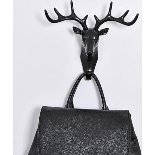 Home Storage Wall Hanging Hooks Vintage Deer Head Antlers for Hanging Clothes Hat Scarf Key Deer Horns Hanger Rack Wall Dec